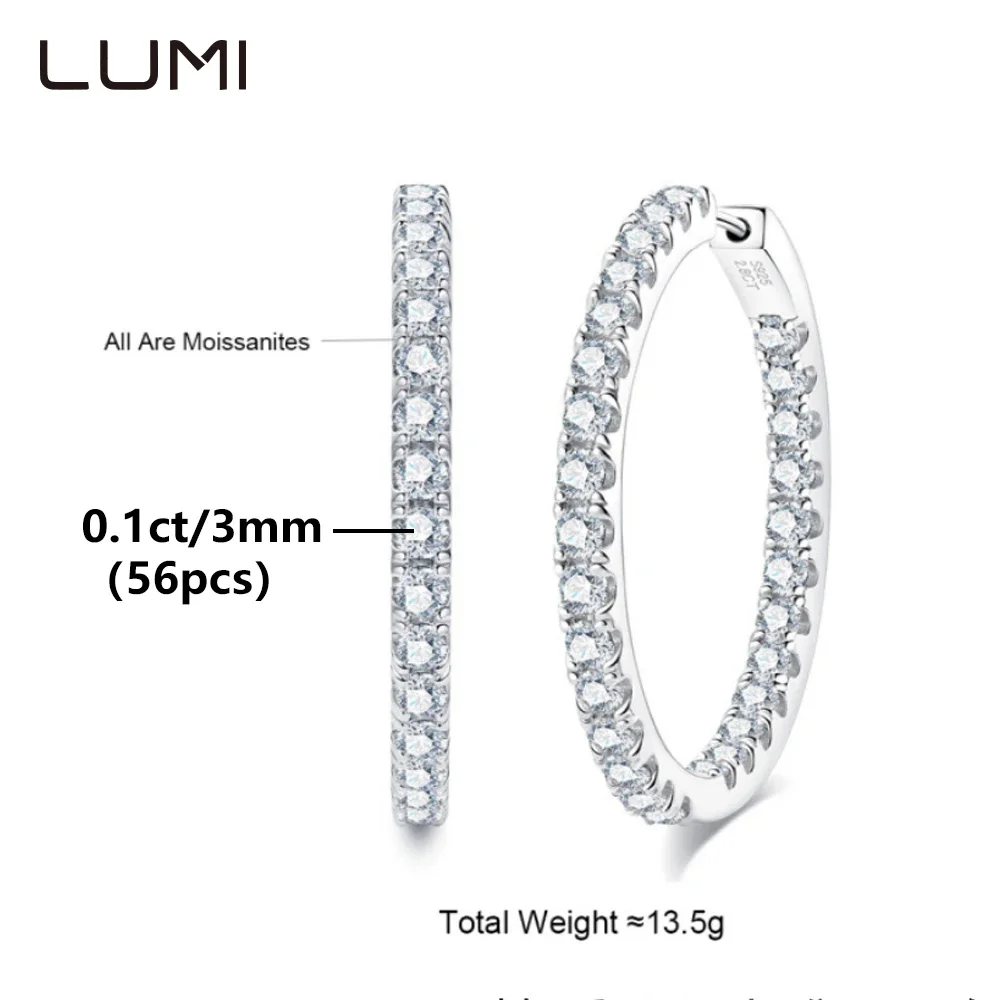 

Серьги-кольца в стиле INS, серебро 925 пробы, цвет D, муассанит для женщин, классические серьги-манжеты, серьги Huggies, 2021, модные украшения