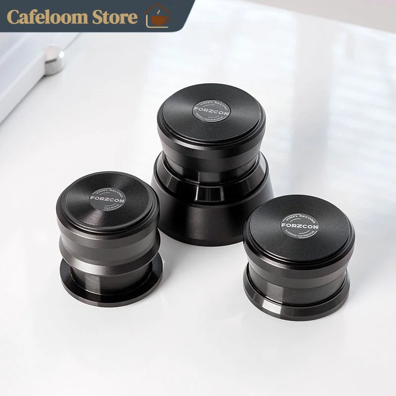 Forzcon Vinyl Record Series 58mm Espresso Impact Tamper Needle Distribution Tool Paddle Self‑Leveling Coffee Distributor