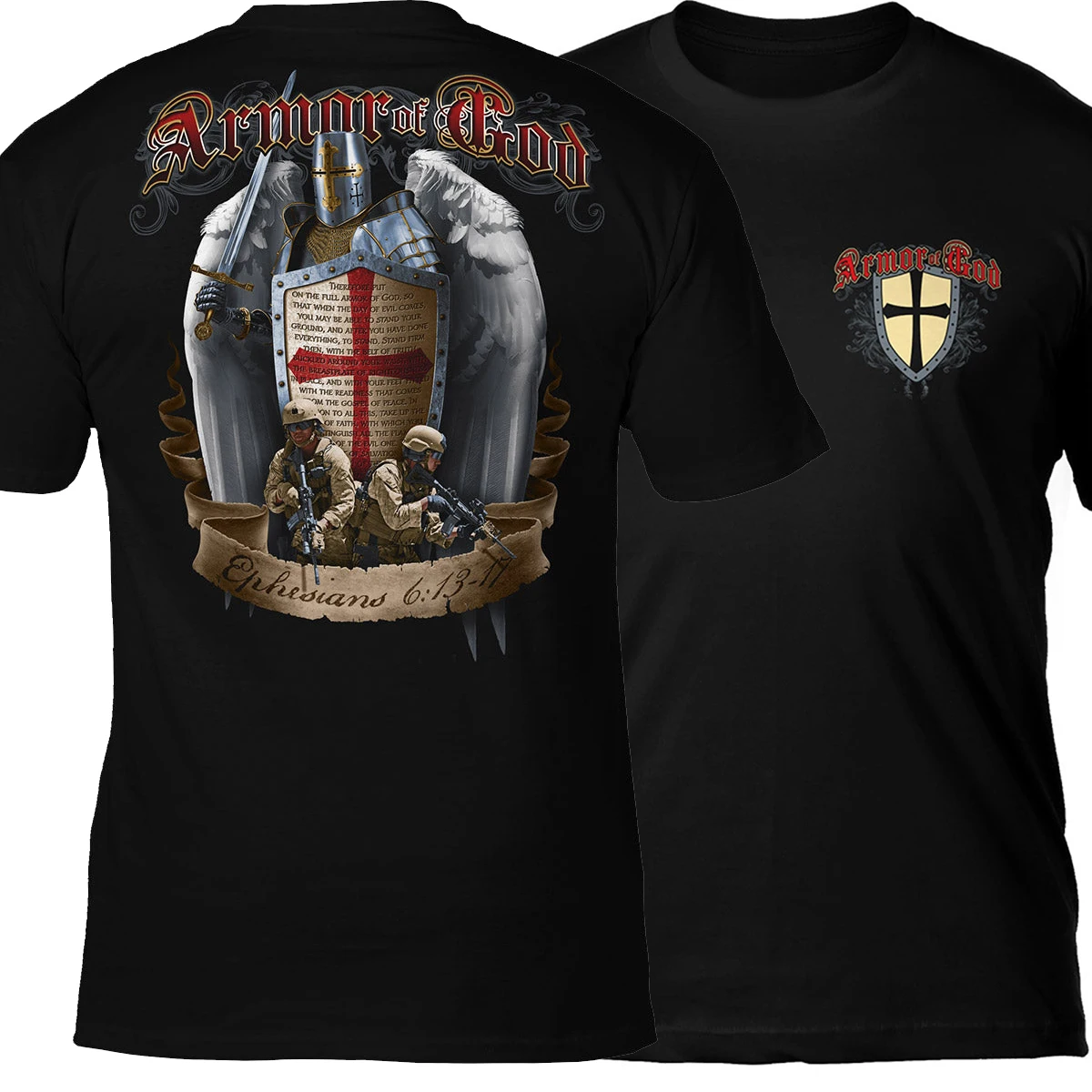 Ephesians 6:11 Armor of God T Shirt. Short Sleeve 100% Cotton Casual T-shirts Loose Top Size S-3XL