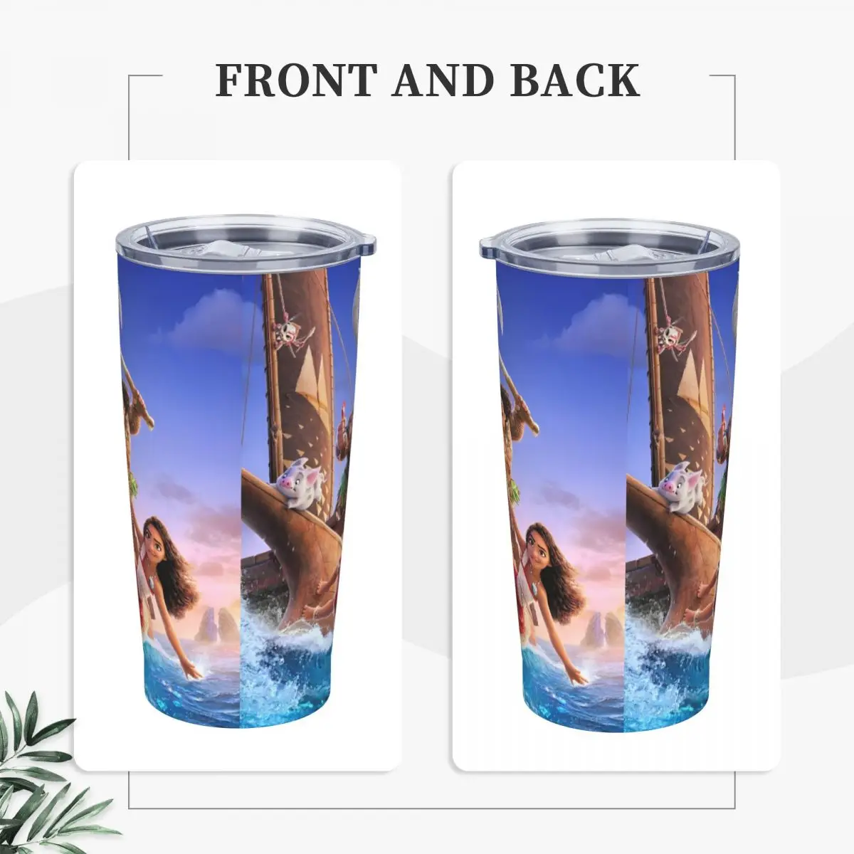 Moana 2 Movie Maui Insulated Tumbler with Straws Lid Stainless Steel Thermal Mug Outdoor Portable Car Bottle Cup 20oz