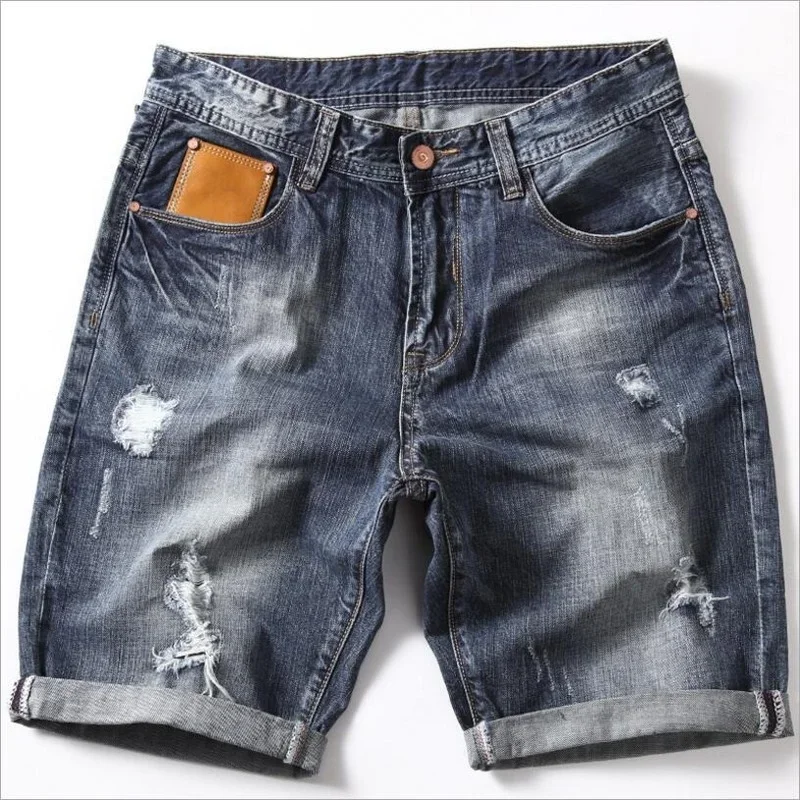 Men Gray Denim Shorts Jeans Pants Good Quality Men Cotton Knee Length Short Jeans New Summer Male Large Size Denim Shorts 42