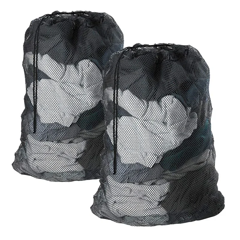 Economic Laundry Mesh Bag Solid Color Drawstring Laundry Bag Anti-snagging Anti-deformation Mesh Clothes Washing Bag Large Size