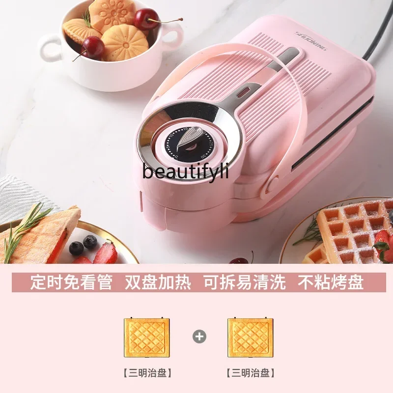 smt61 Sandwich Breakfast Maker Multifunctional Household Mini Toaster 3-in-1 Light Food Waffle Maker
