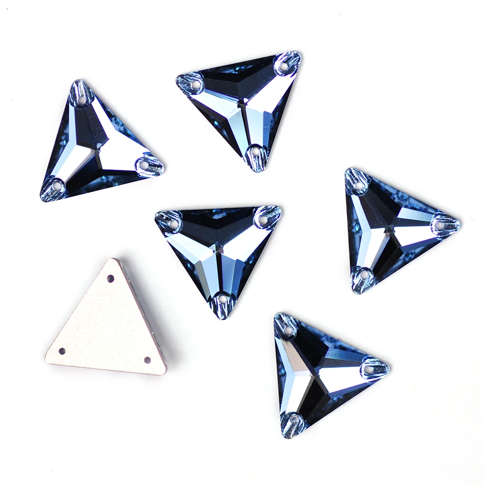 YANRUO 3270 Triangle Sapphire Sew on Crafts Beads Crystal Button Glass Sewing Rhinestones flat Back Crystals Stones For Clothes