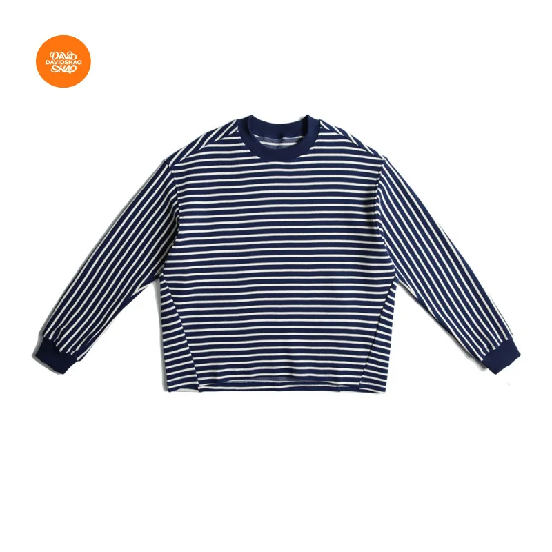 

DAVIDSHAO EU US Size High Quality Luxury Clothing Retro Striped Long Sleeve T-Shirt Trendy Spring Autumn Men's Sweatshirt