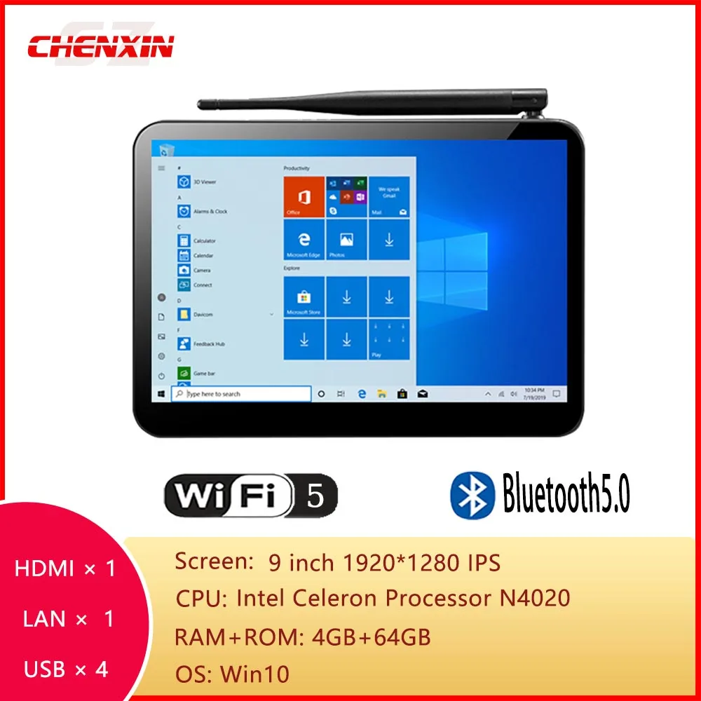 Pipo-X11 Mini PC Celeron N4020, 9 polegadas, 1920x1200 tela, Tablet Win10, 3GB de RAM, ROM 64GB, TV Box, BT4.0, WiFi, RJ45, Mini Desktop