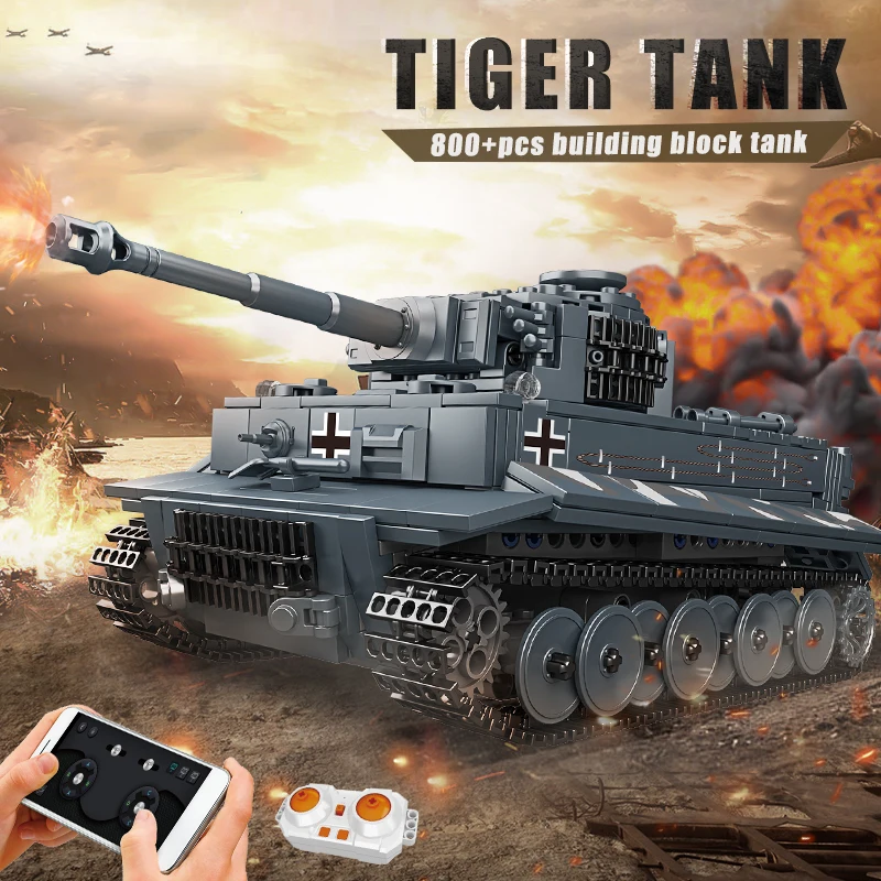 Mould King Military RC Tank Building Blocks The German Tiger Heavy Remote Control Tank Track Construction Model Toys for Boy