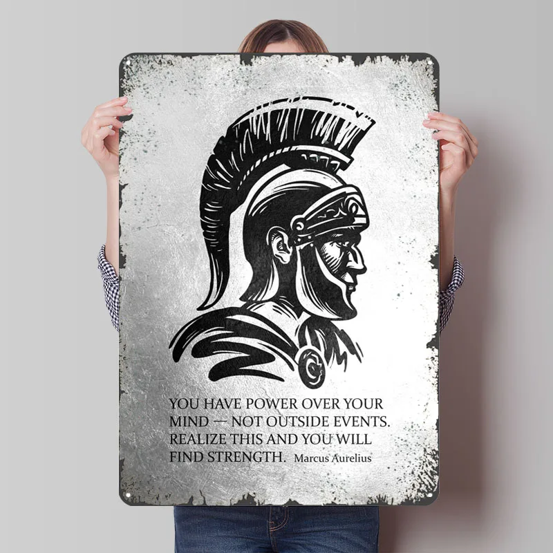 Marcus Aurelius Strength Inspirational Metal Poster Aesthetic Room Decor Men Custom Metal Tin Signs for Wall Art Decoration Home