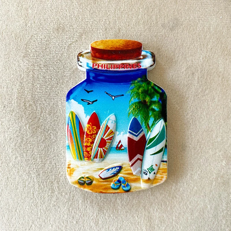 

Philippine Beach Surfboard Float Bottle Refrigerator Magnet - Vibrant Beach Surfboard Decor, Equipped with Strong Magnets