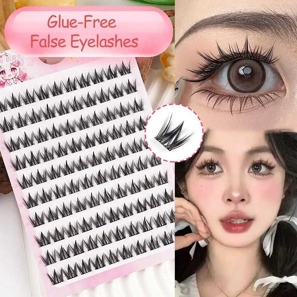 10 filas de pestañas postizas sin pegamento de gran capacidad, grupo único de pestañas postizas autoadhesivas naturales rizadas en C de 10-12MM