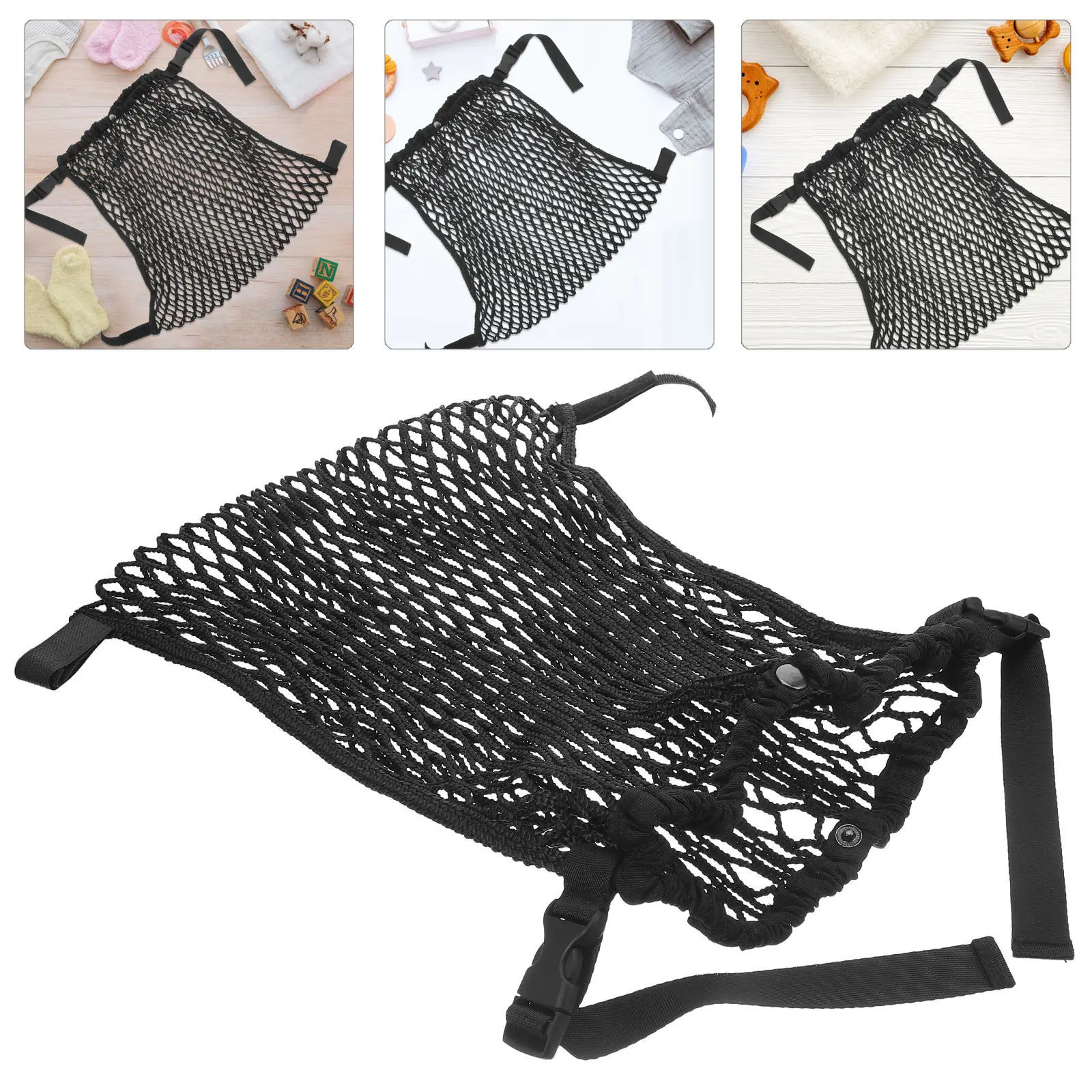 

Baby Stroller Organizer Bag Hanging Mesh Extra Large Double Layer Universal Diaper Snacks Storage Travel Accessories