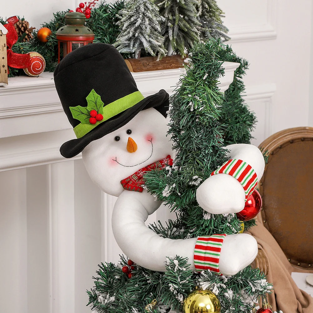 

Christmas Tree Topper Decoration Hugging Snowman for Xmas Holiday Indoor Home Party Festive Ornament Tree Topper Supply