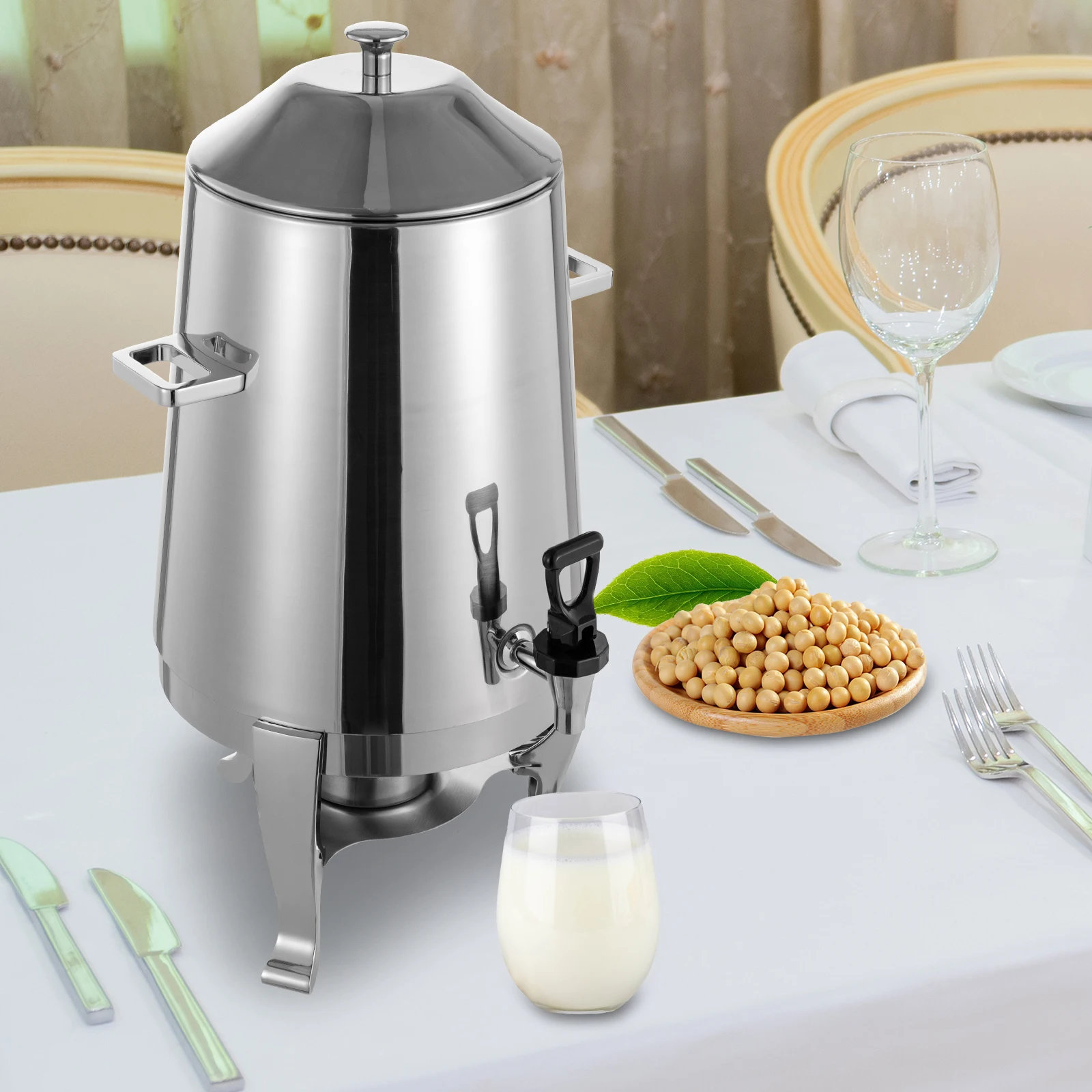 

Silver Hot Water Dispenser w/ Faucet and Fuel Tray, Hot Beverage Dispenser Large Capacity 13L/3.43Gal, for Hotels, Restaurants