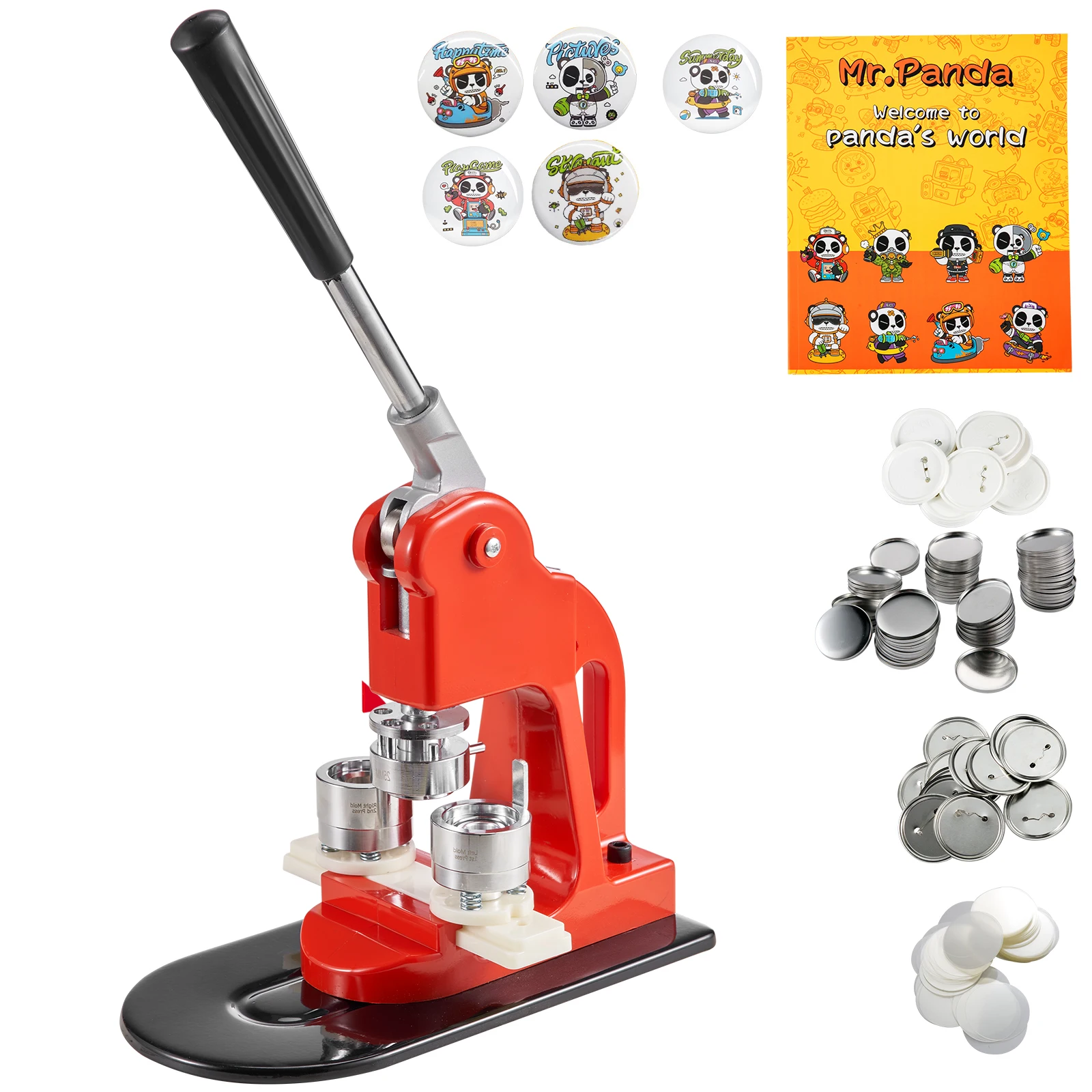 SucceBuy-máquina para hacer insignias, 25/32/58/75MM, Pin de botón DIY con 500 Uds., Kit de prensa de piezas gratis, herramienta para hacer botones de fabricación circular