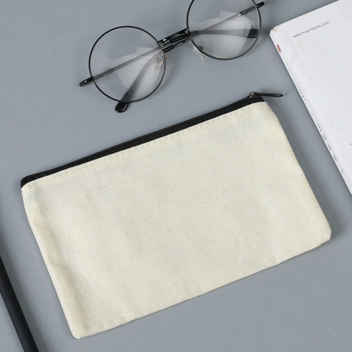 

1pc Canvas Zipper Bag Multi functional Blank DIY Craft Bag Pencil Bag Luggage School Home Travel Supplies