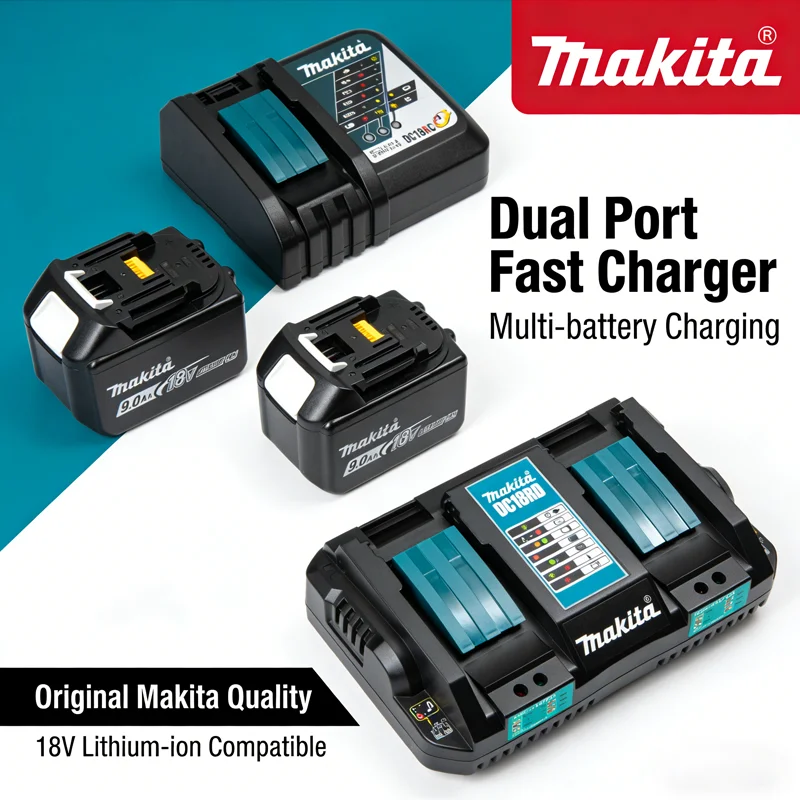 

Makita DC18RC 3A Lithium Battery Charger Replacement for 18V 14.4V BL1860B BL1850B BL1840 BL1830 BL1820 BL1415 BL1440 Power Tool