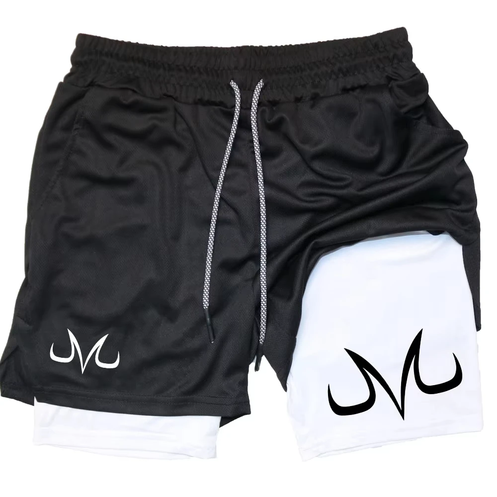 Anime Performance Shorts Toji Bedruckte Herren GYM Freizeit-Sportshorts Workout Laufshorts Mesh 2-in-1 Sport-Kurzhose