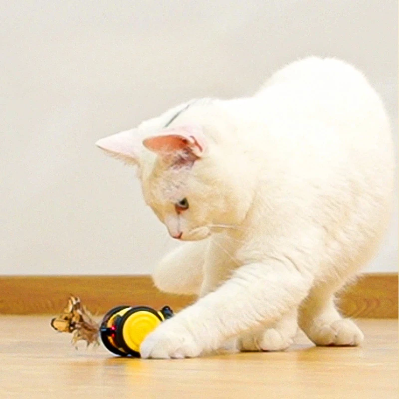 Electric Cat Car toy Cute Bee Running Kitten Pet Toys Interactive Random Moving Stick Teaser Feather Electric Pet Cat Toys