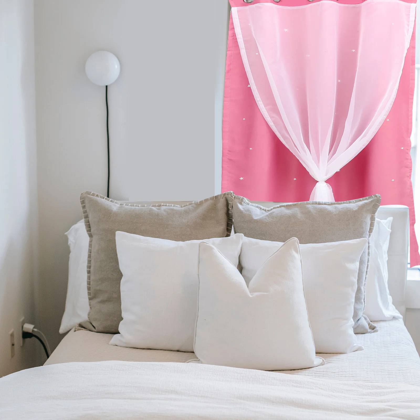 

Princess Themed Blackout Window Curtain Double Layer Sun Blocking for Bedroom Bathroom Room Darkening Home Decoration Drape