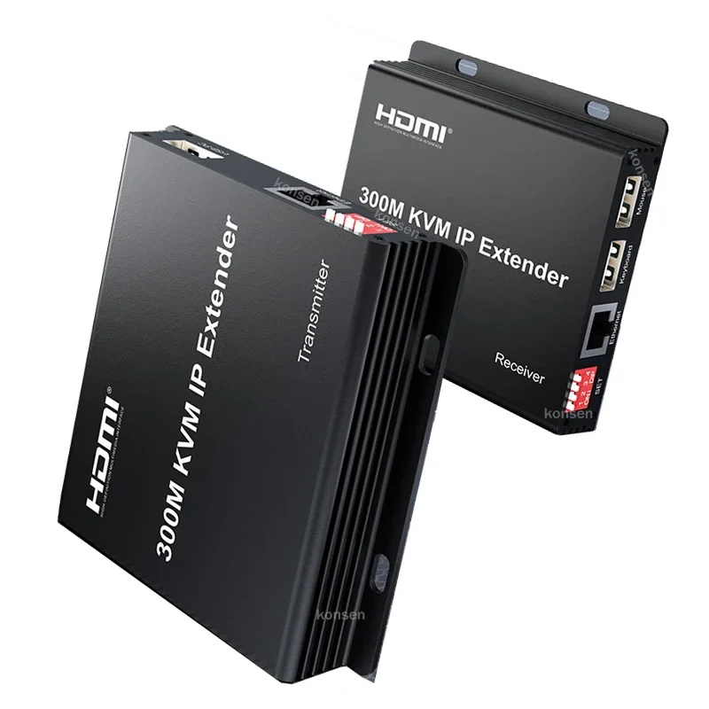 300M HDMI Extender over IP Rj45 Cat6 Ethernet Cable 1080P HDMI KVM Extender Muitlpoint Connect via Network Switch for PC DVR TV