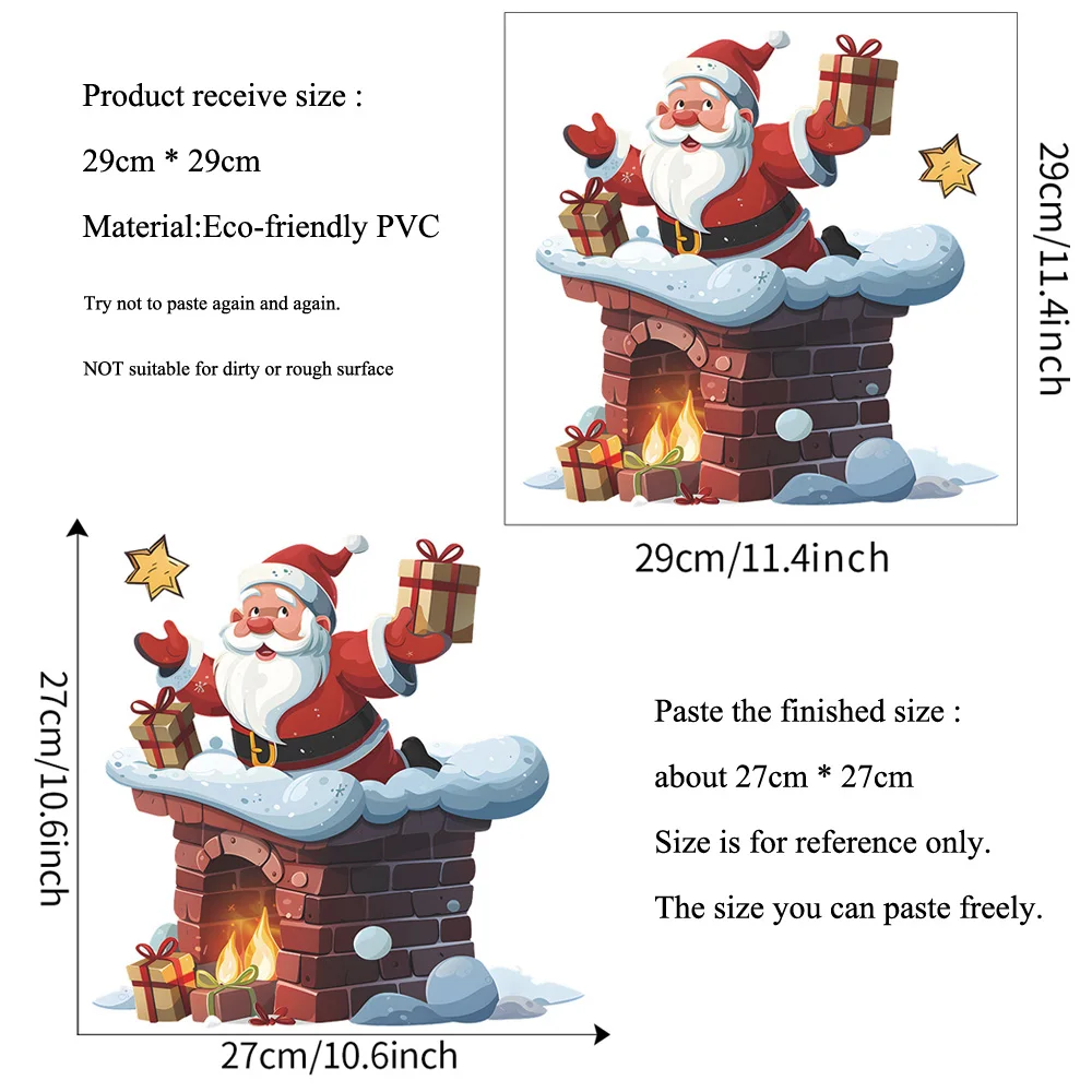 Cartoon Santa Claus Chimney Wall Sticker Christmas Toilet Decoration Mural Festival For Home Decor Self-adhesive New Year Decals