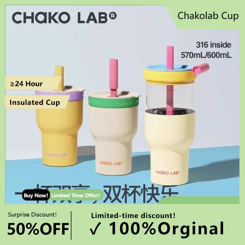 (48-Hour Shipping)Chakolab Thermos Cup Large Capacity Water Cup Enjoy Cold And Heat Resistant Integrated Double-Layer Structure