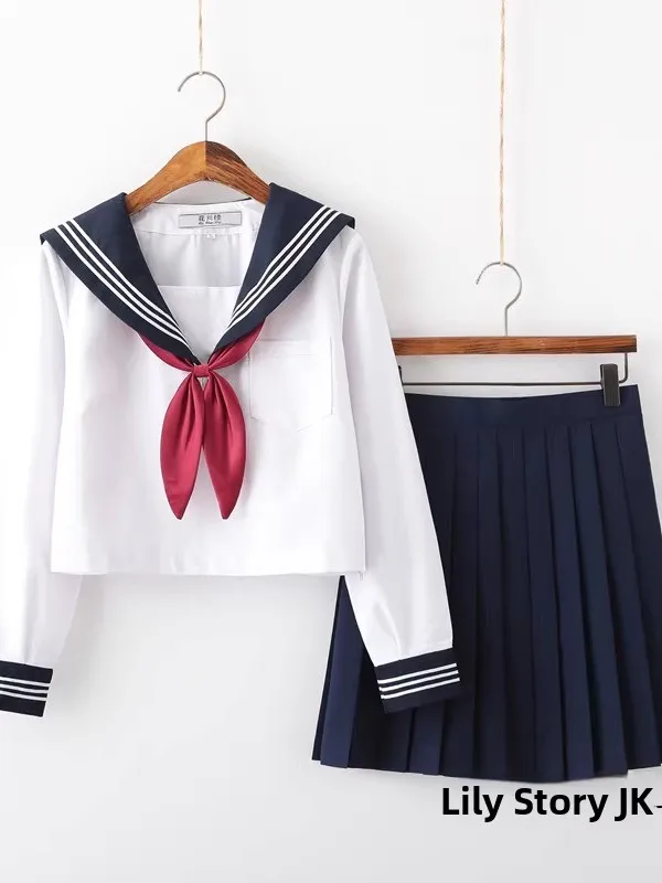 

Basic Sle Sailor Suit Set Soft Sister School orm Women's Class orm ort Sve Polyester Spring Season All Ages