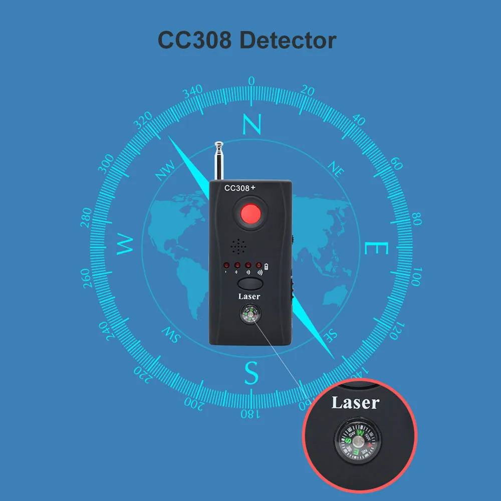 Multi-Function Wireless Camera Lens Signal Detector CC308+ Radio Wave Signal Detect Camera Full-range WiFi RF GSM Device Finder