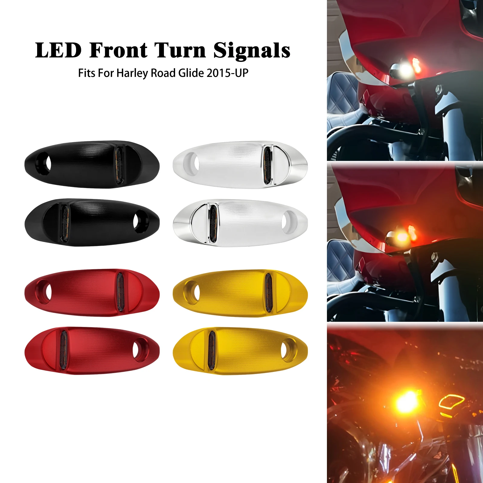 

Motorcycle LED Light With E Mark Turn Signal Front Indicator Lamp For Harley Touring CVO Road Glide FLTRXS FLTRX Special 2015-Up