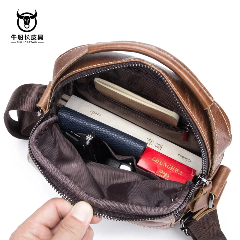 Bolsa Crossbody de couro genuíno para homens, bolsa de ombro para pequenas empresas, saco mensageiro masculino, Sac, 2024