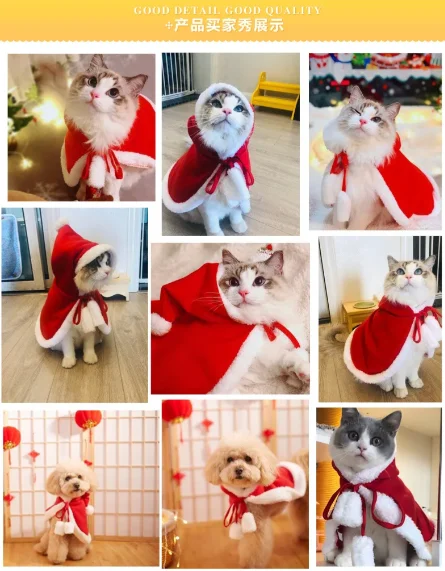 

Christmas Santa Claus Costume for Pets Winter Cape Hoodie with Hat Suitable for Dogs and Cats Winter Santa Claus Hoodie Costume