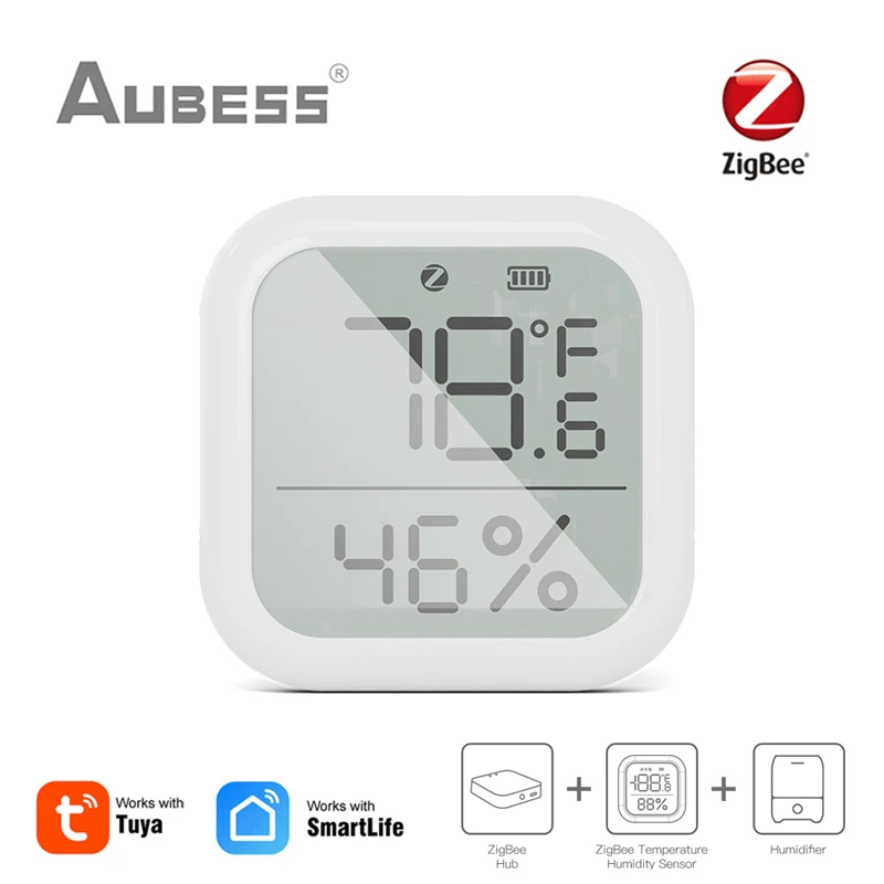 

Tuya ZigBee Temperature and Humidity Sensor With Digital LCD Display Smart Life APP Remote Control Works With ZigBee Gateway