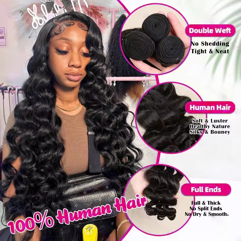 Fasci di capelli umani a onda sciolta 16A brasiliano tessuto non trattato al 100% capelli grezzi 1 3 4 5 pezzi estensioni di fasci di onde profonde per le donne