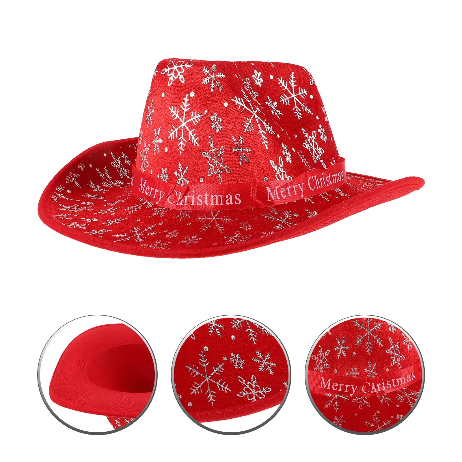 

Xmas Red Cowboy Hat Santa Clause Cowgirl Cap Holiday Party Decoration Warm Winter Costume Accessory for Festive Occasions