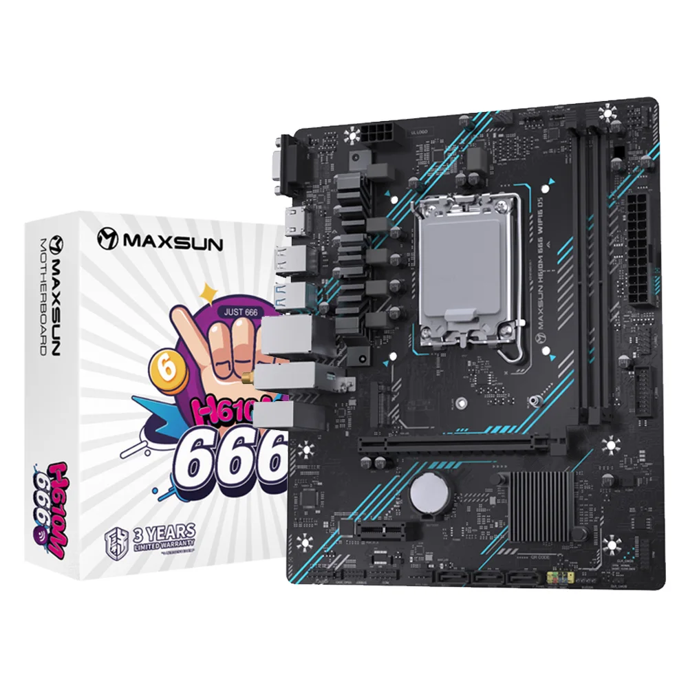 MAXSUN Motherboard H610M WIFI DDR5 support Intel 14/13/12th generation Core LGA1700 CPU DDR5 M.2 PCIEX16 4.0 Computer components