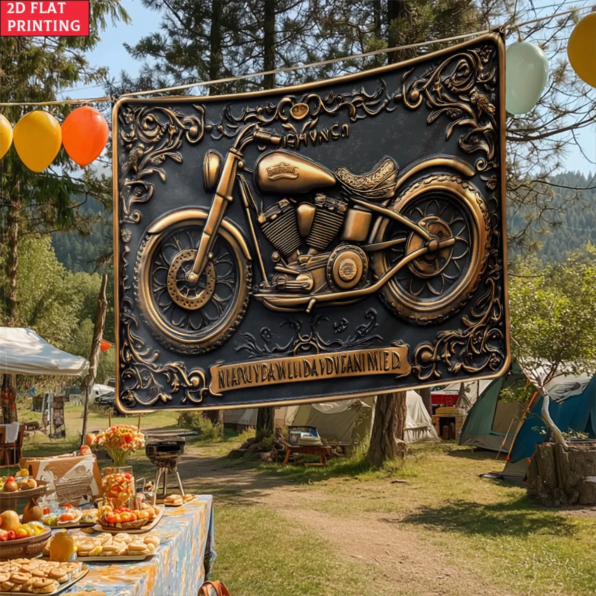 unframed Classic Motorcycle Art Tapestry Vintage Bike Wall Hanging Biker Decor Metal Style Decorative Tapestry Garage Man Cave D - view 2