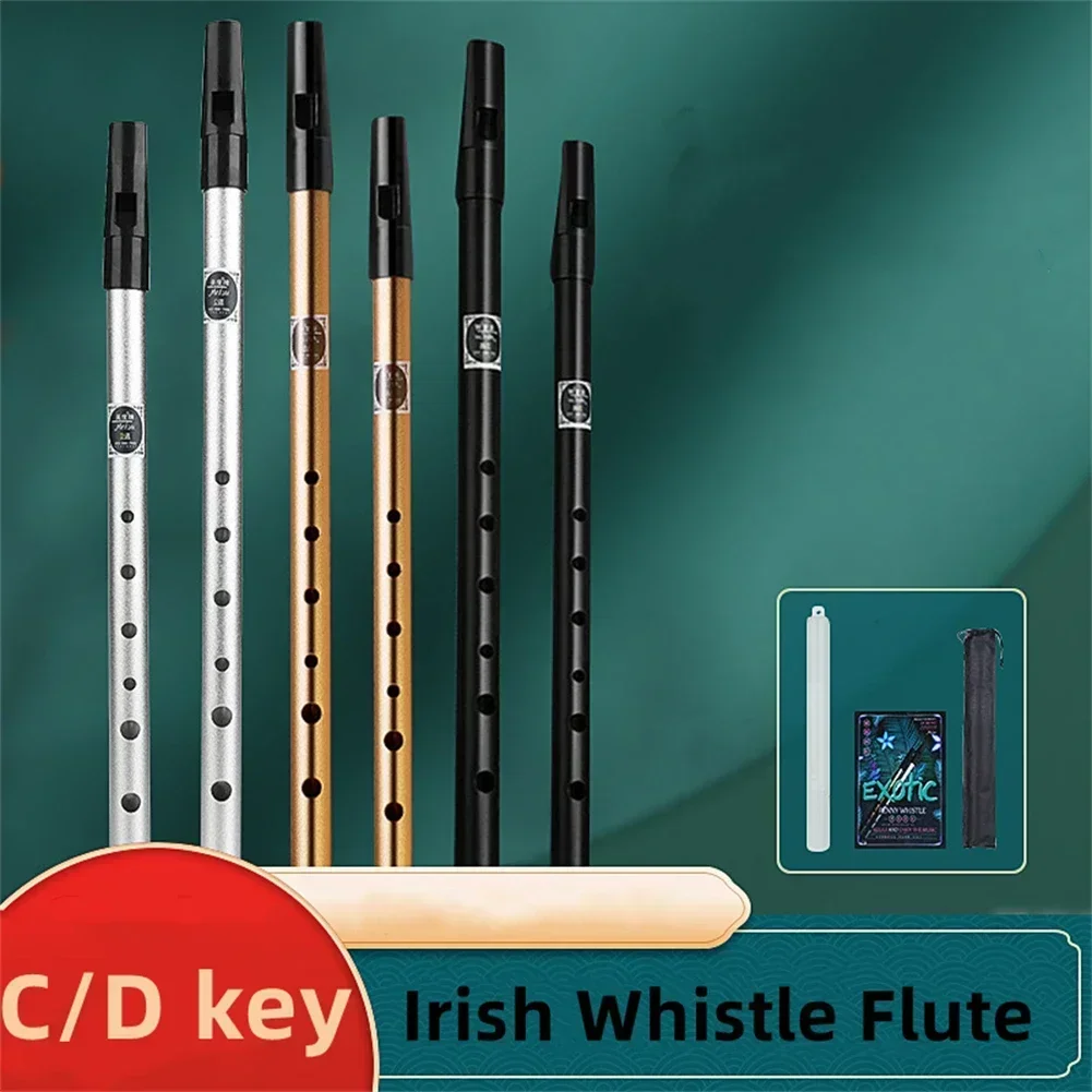 Irish Whistle Flute C/D Key Flute Irish Whistle Musical Instrument Penny Whistle Aluminum Alloy Whistle Flute With All Accessori