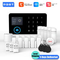 PGST 4G WiFi Alexa Tuya Smart Life Home Alarm Security System Kit Home Automation Alarm Security Protection Door Motion Sensor