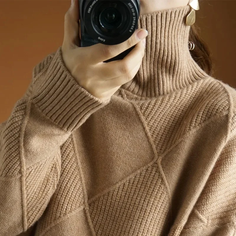 

2024 New Winter Women Turtleneck Sweater Knitted Soft Pullovers Cashmere Jumpers Autumn Knitwea Basic Sweaters Bottoming Shirt