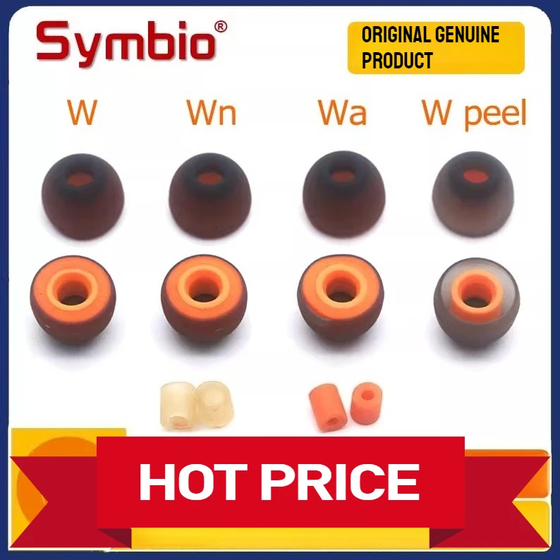 Los pequeños auriculares húngaros Symbio de concha naranja funcionan con puntas de esponja de silicona para uso en la oreja que mejoran la experiencia de escucha