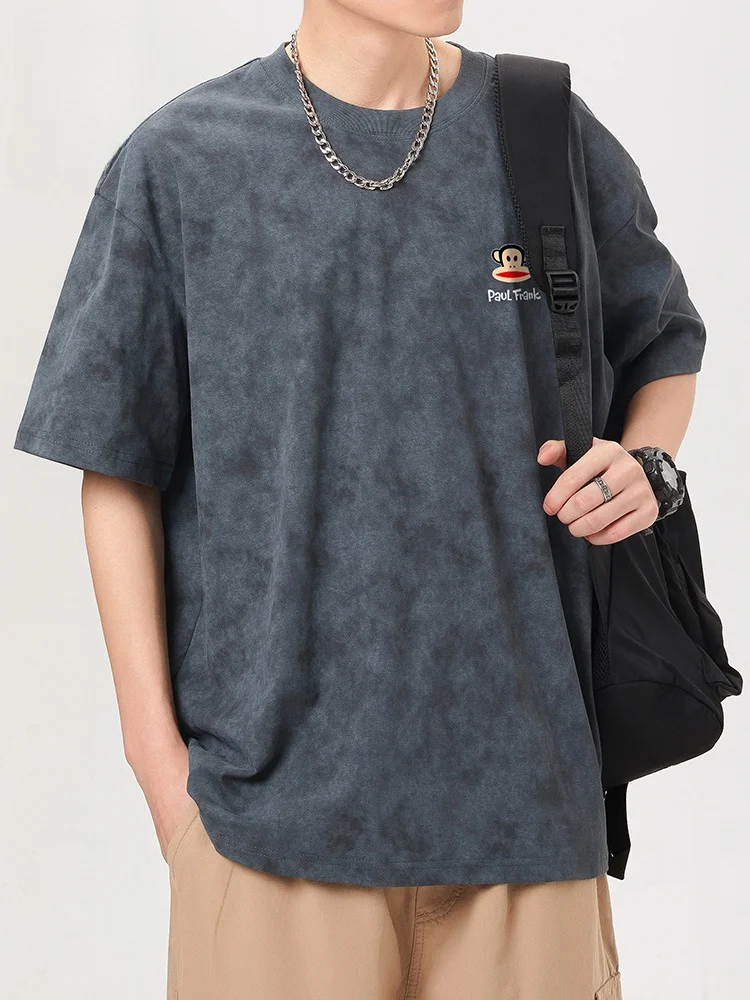 

Американская хлопковая футболка с принтом для пар, свободного кроя, с коротким рукавом, повседневная летняя мужская дышащая футболка с круглым вырезом