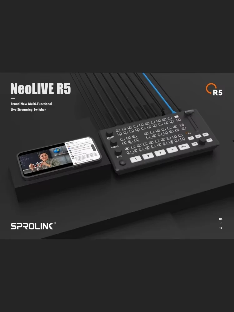 SPROLINK Neolive R5 /R5S 5ch HDMI SDI input Live Streaming Switcher With Transition effects, Recording Collection, PTZ Control