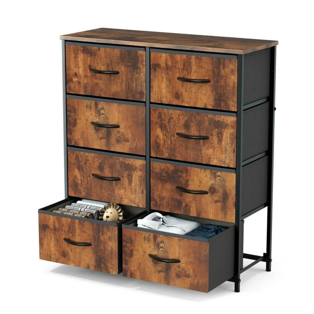 

Fabric Storage featuring an 8-drawer dresser, Fabric Drawer Units, Metal Frame, and Wooden Top, perfect for Bedroom