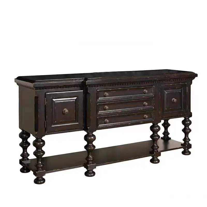 

French retro simple solid wood entrance foyer cabinet modern dining side cabinet American country