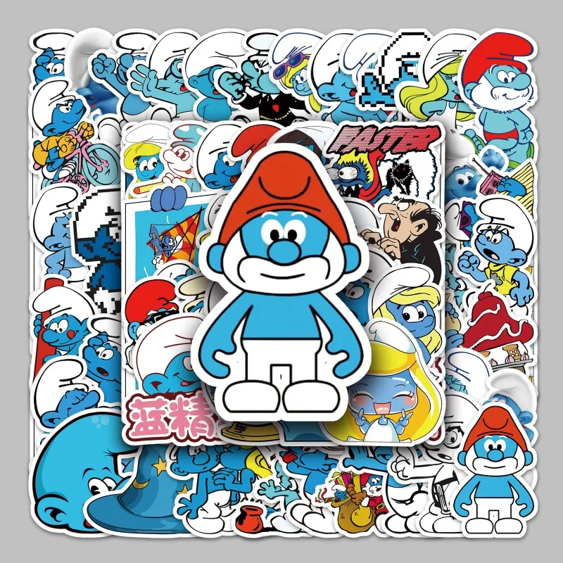 50pcs Cartoon Smurf Graffiti Stickers valigia Water Cup chitarra auto Scooter cancelleria frigorifero adesivi decorativi fai da te