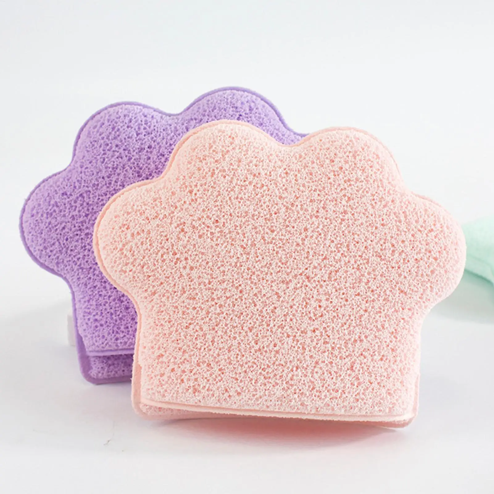 Esponja de limpeza facial ampliada, design de pata de gato, esponjas faciais comprimidas, tipo luva, toalhetes de remoção cosmética para banho