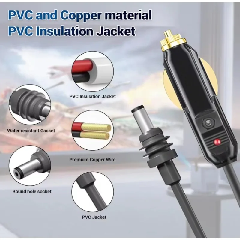 Starlink Mini DC Power Cable, DC Car Charger Cord Replacement Extension Accessories, Car Cigarette Lighter to Plug to Connector