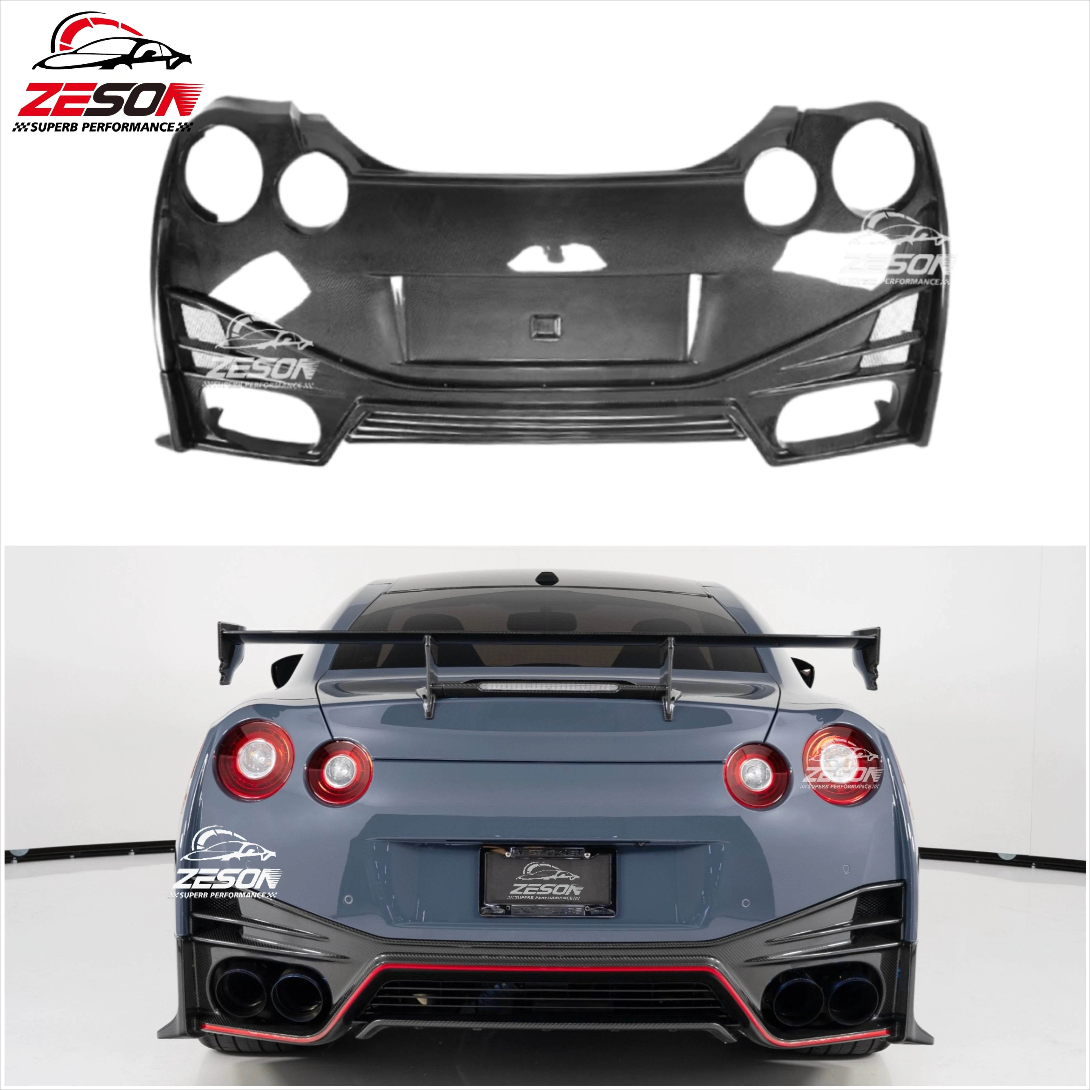 

Carbon Fiber Rear Bumper Fit for GTR R35 Half Carbon Fiber Body Kit