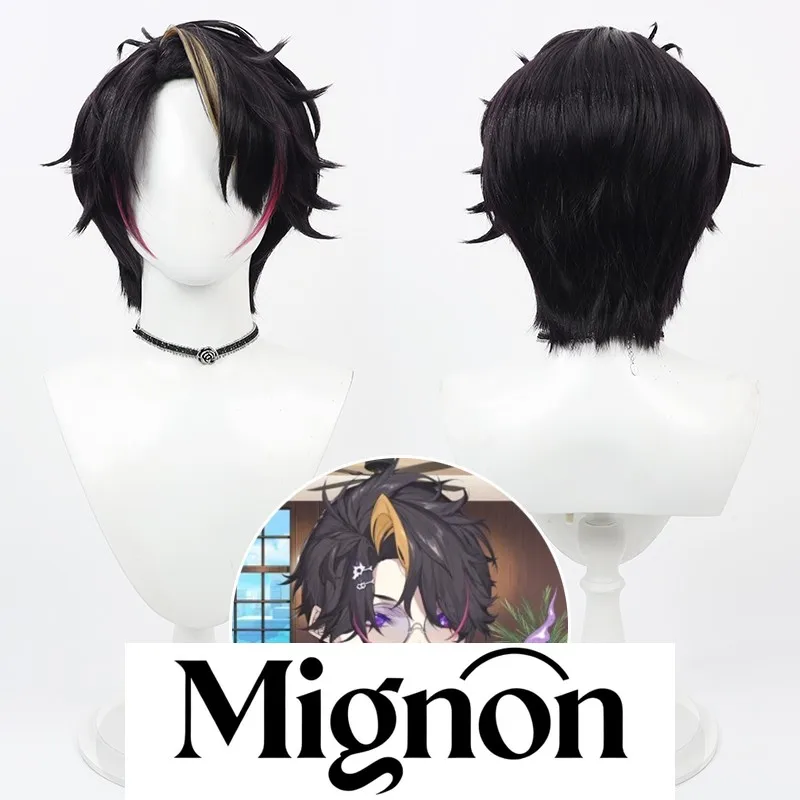 

NIJISANJI Vtuber Shu Yamino Male Short Hair Cosplay Wig, Multi-Color Highlights