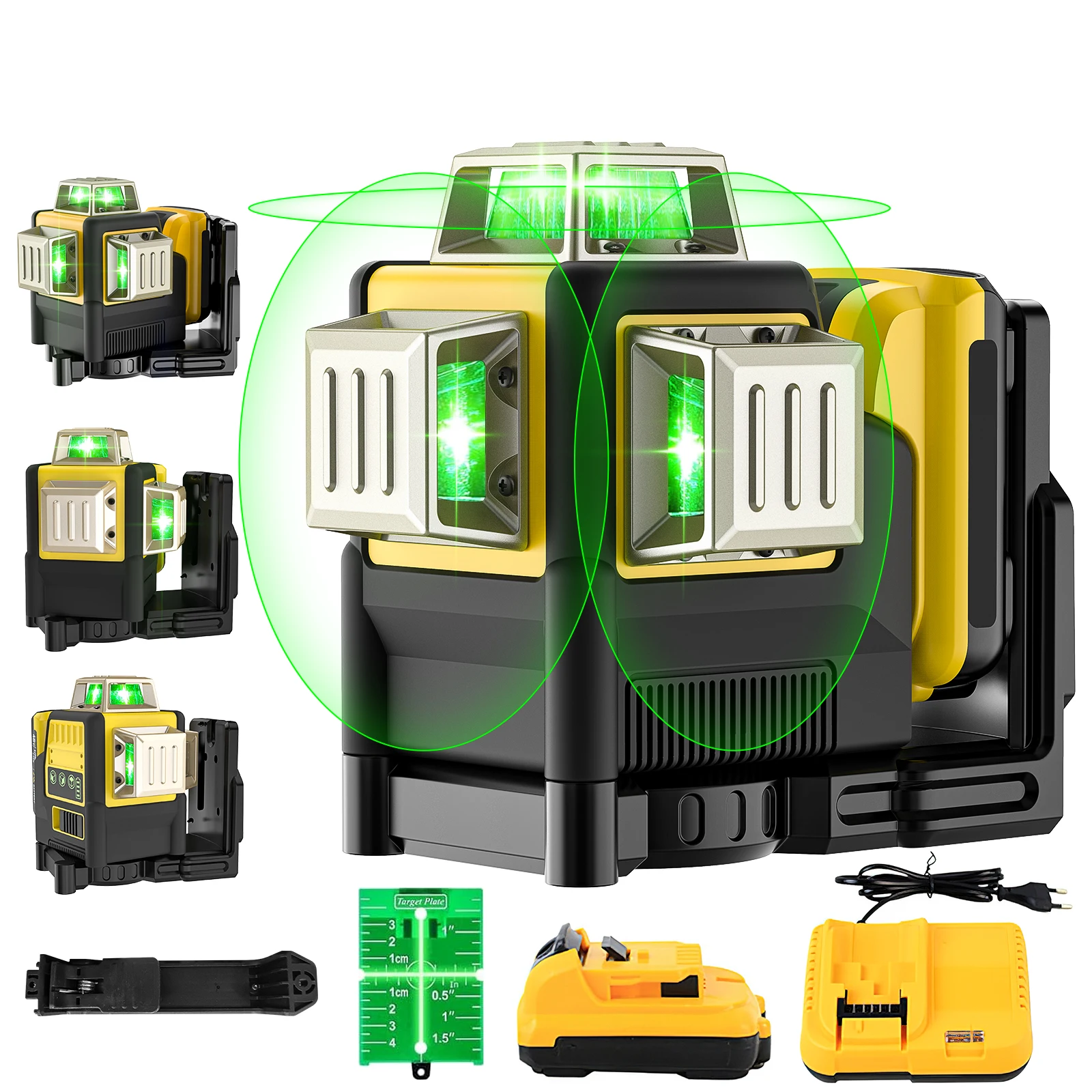 3D 12 Laser-Nivelliergerät 360 ° Professionelles Kreuzlinienlaser-Nivelliergerät für Bauarbeiten mit einer Batterie und Kunststoffbox – Detail 1